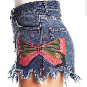 Anthropologie Free People Fields Of Sun Butterfly Cut Off Shorts size 24